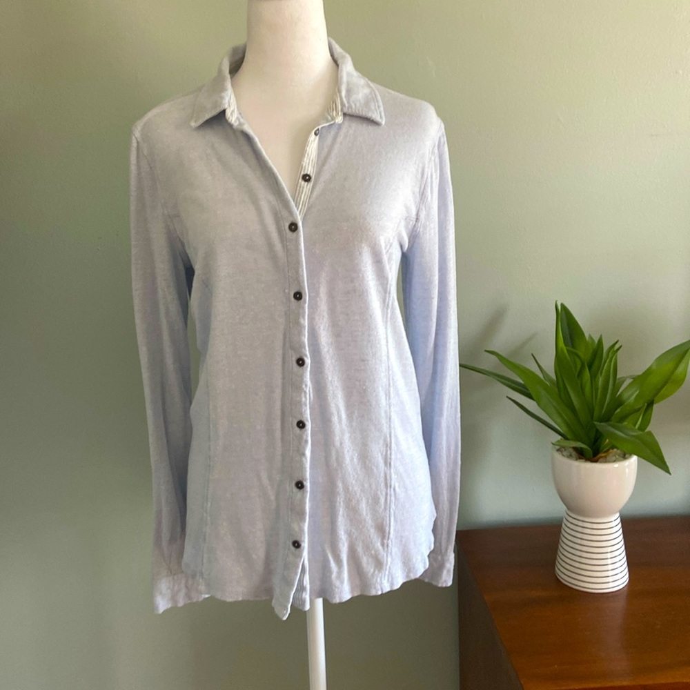 Anthropologie Maeve Jersey Linen Button Down Shirt Like New Size Small